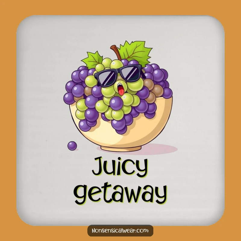 Funny Grapes Sunglasses Coaster - Quirky Fruit Drink Gift