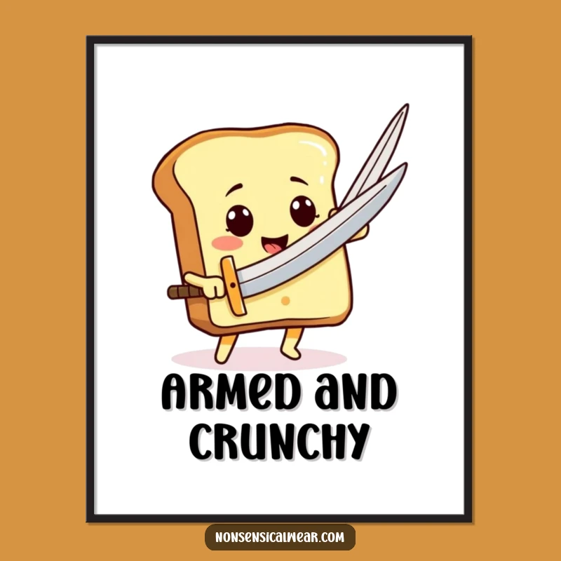Funny Toast Sword Poster: Heroic Bread Slice Wall Art Funny Gift