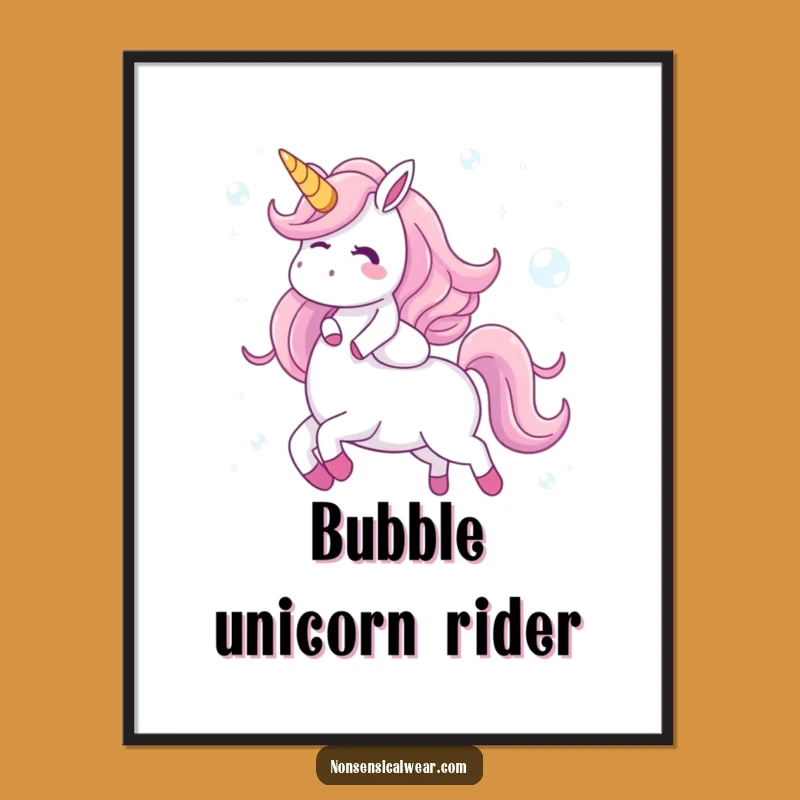 Funny Bubble Unicorn Poster - Giggling Character's Whimsical Art - Wall Decor Gift