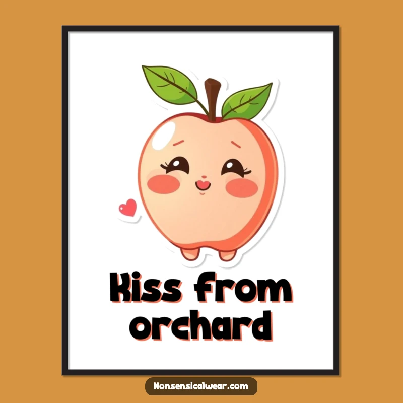 Funny Apple Kiss Poster: Sweet Wall Art, Perfect Funny Gift for Romantic Decor
