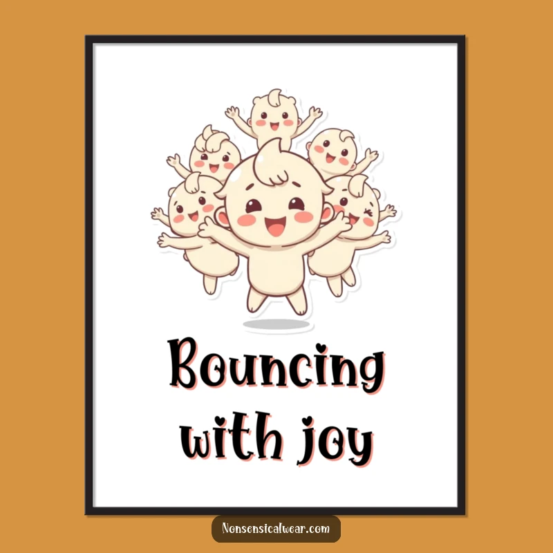 Funny Bouncing Copies Poster - Happy Character's Energetic Art - Wall Decor Gift