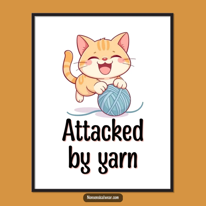 Funny Cat Yarn Poster: Mischievous Art, Perfect Funny Gift for Cat Homes