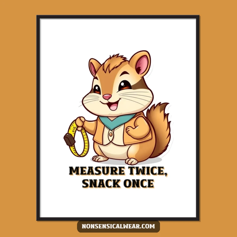 Funny Chipmunk Measuring Poster: DIY Art, Charming Funny Gift Idea