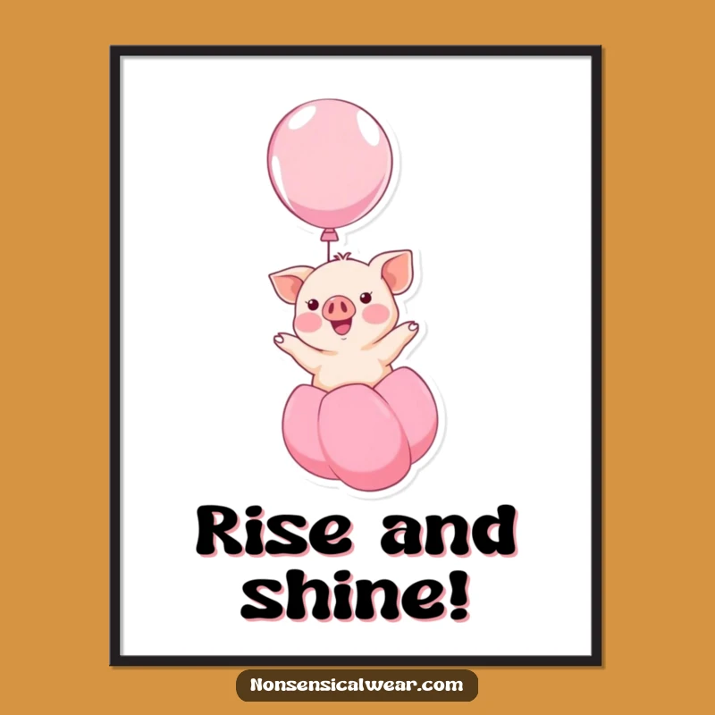 Funny Kawaii Piglet Balloon Poster - Uplifting Wall Art!