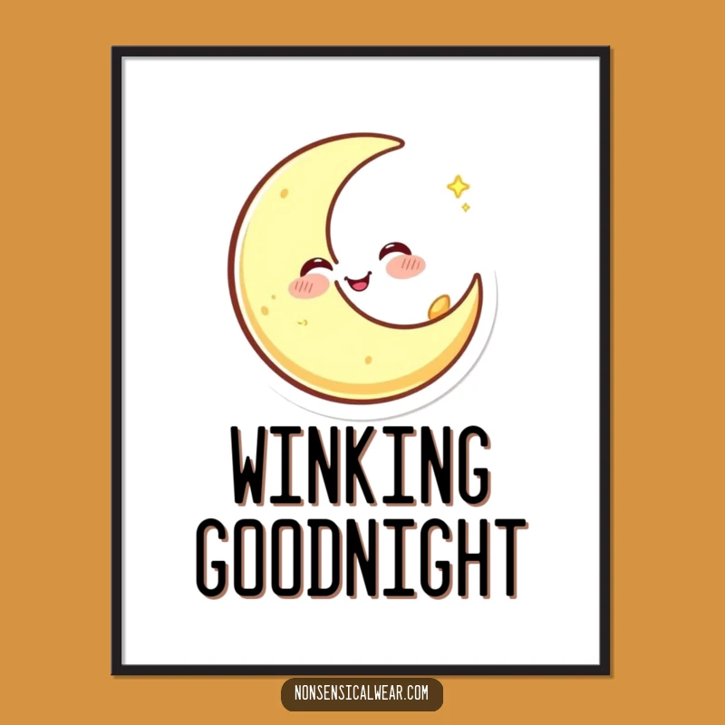 Funny Winking Moon Poster: Decorate with Celestial Charm Using This Hilarious Art
