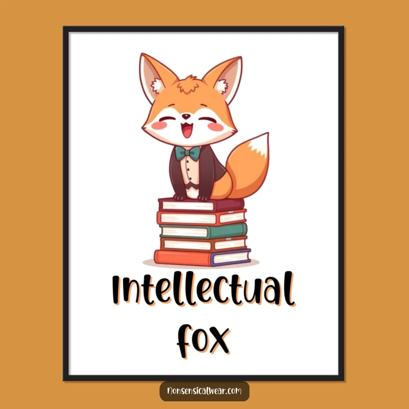 Funny Fox Bookworm Poster: Smart Decor, Hilarious Charm, Perfect Gift