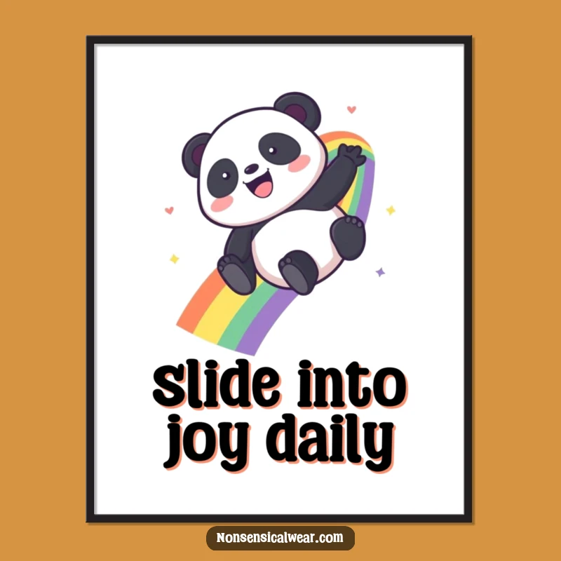 Funny Kawaii Panda Rainbow Poster - Vibrant Wall Art, Perfect Funny Gift