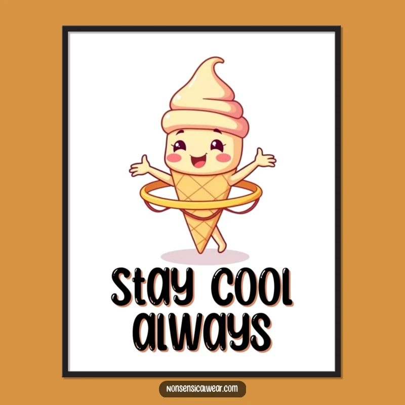Funny Ice Cream Cone Hula Hoop Poster - Cool Wall Art Gift