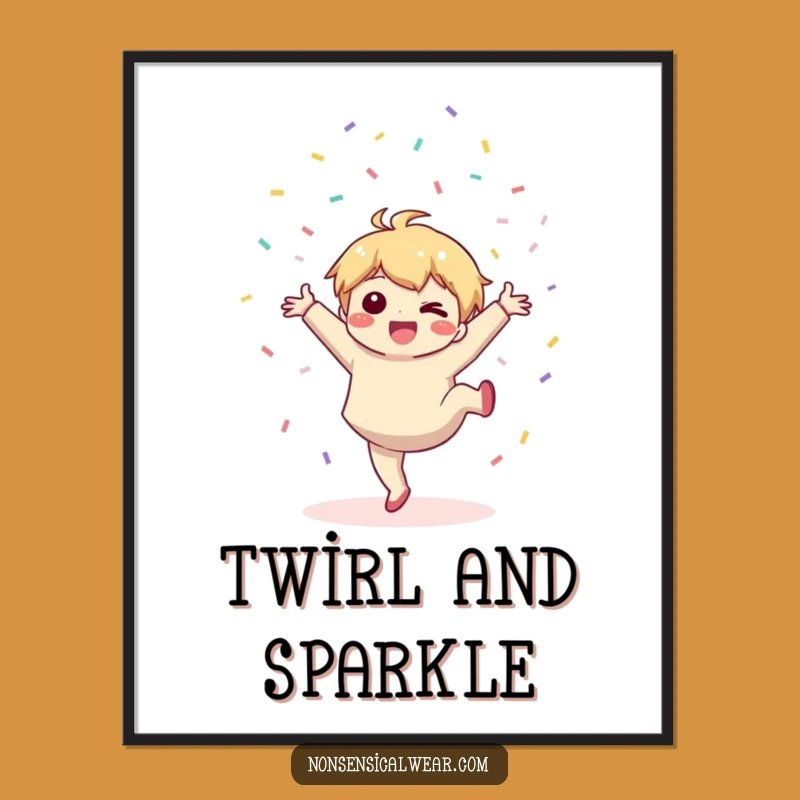 Vibrant Funny Kawaii Art: Joyful Cartwheel Celebration Poster!