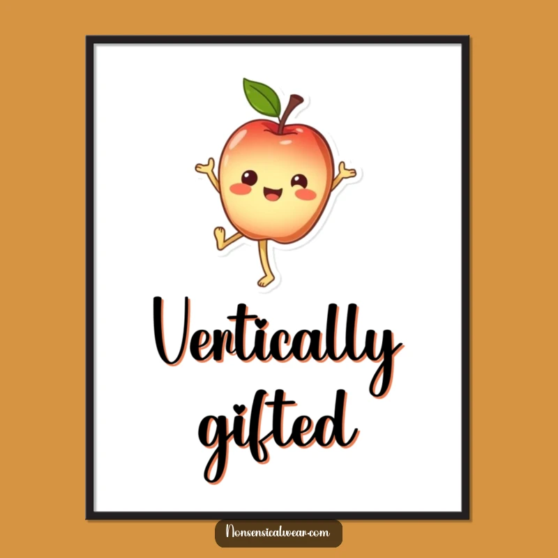 Funny Apple Poster: Handstand Character for Wall Art Gift