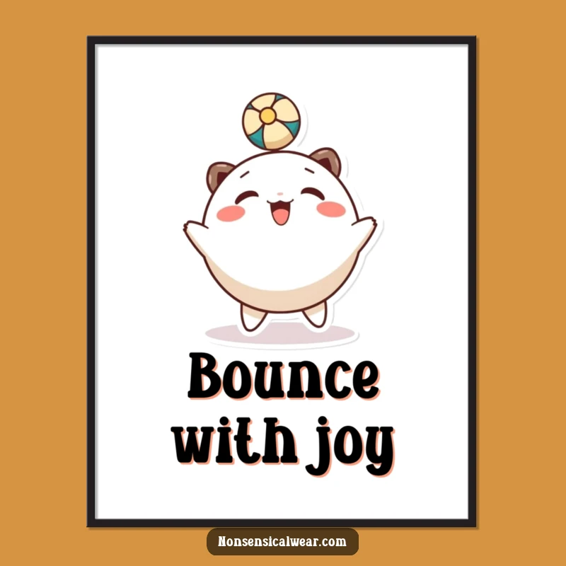 Vibrant Funny Head Bounce Poster: Playful Character's Joyful Art!