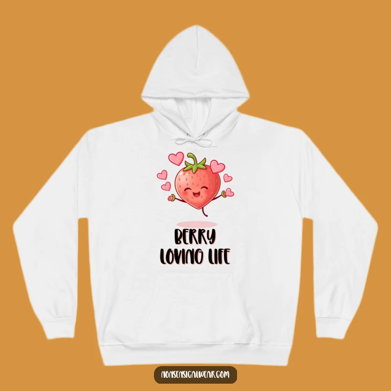 Cozy Funny Strawberry Juggling Hearts Hoodie: Stay Warm and Loving!
