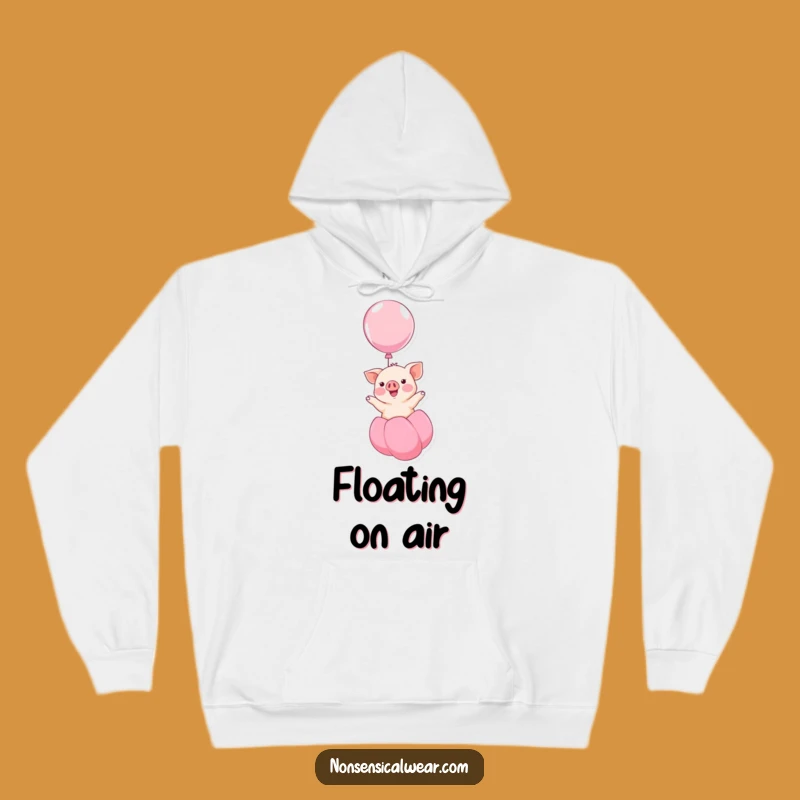 Funny Kawaii Piglet Balloon Hoodie - Cozy Upward Smile Comfort!