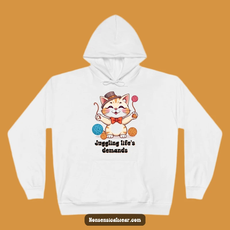 Funny Juggling Cat Hoodie - Cozy Comfort meets Dapper Feline Style