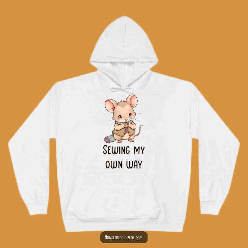 Funny Mouse Sewing Hoodie: Cozy Vest-Wearing Mouse, Adorable Funny Gift