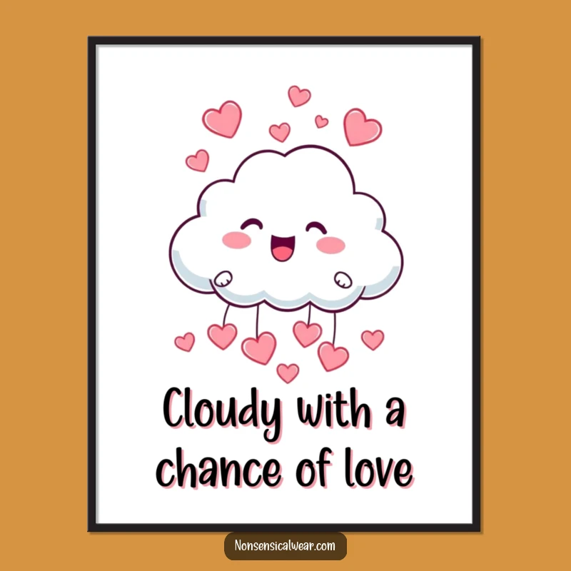 Free Printable Wall Art: Cloud Raining Hearts Whimsy Downloadable Decor