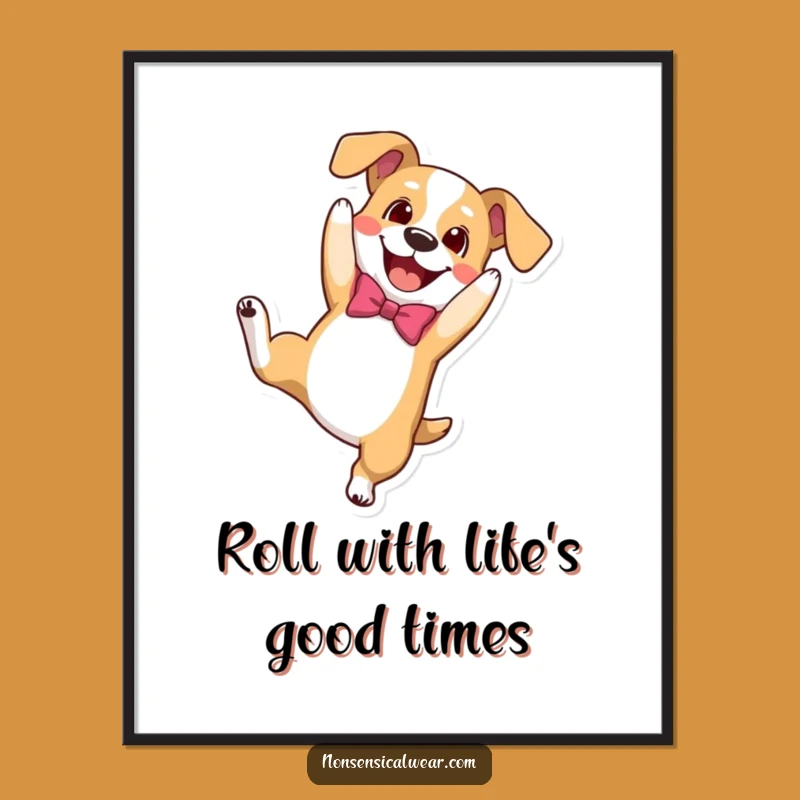 Free Printable Wall Art: Dog Somesault Funny Downloadable Gift for Playful Decor