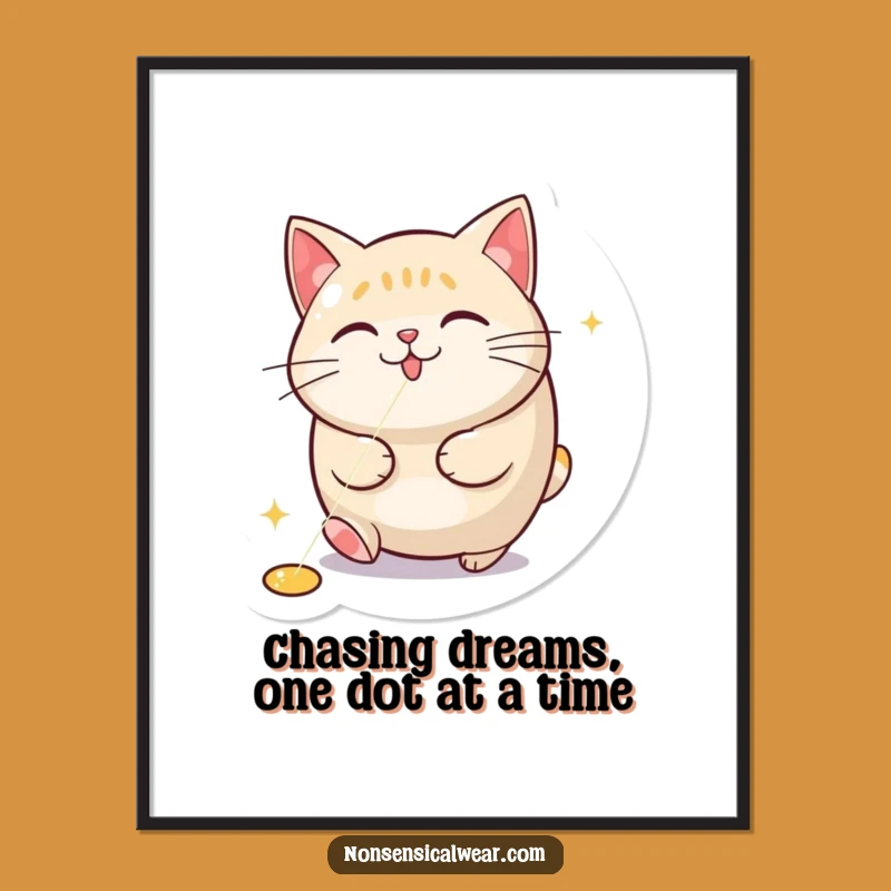 Free Printable Wall Art: Funny Cat Chasing Laser Dot for a Playful & Humorous Home Decor Gift