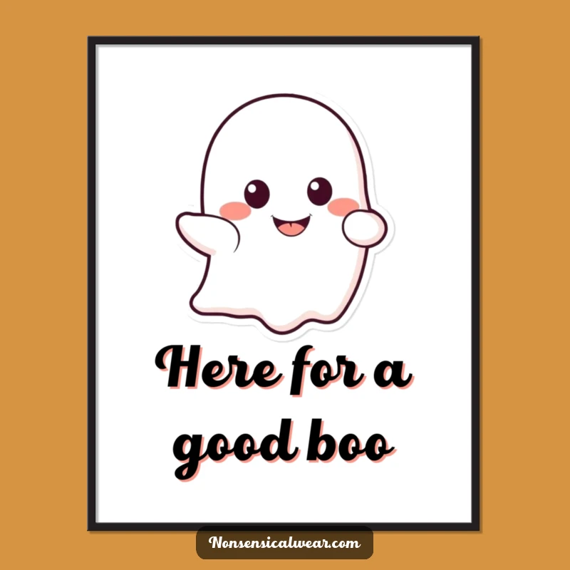 Free Printable Wall Art: Ghost Peeking Smile Whimsy Downloadable Decor