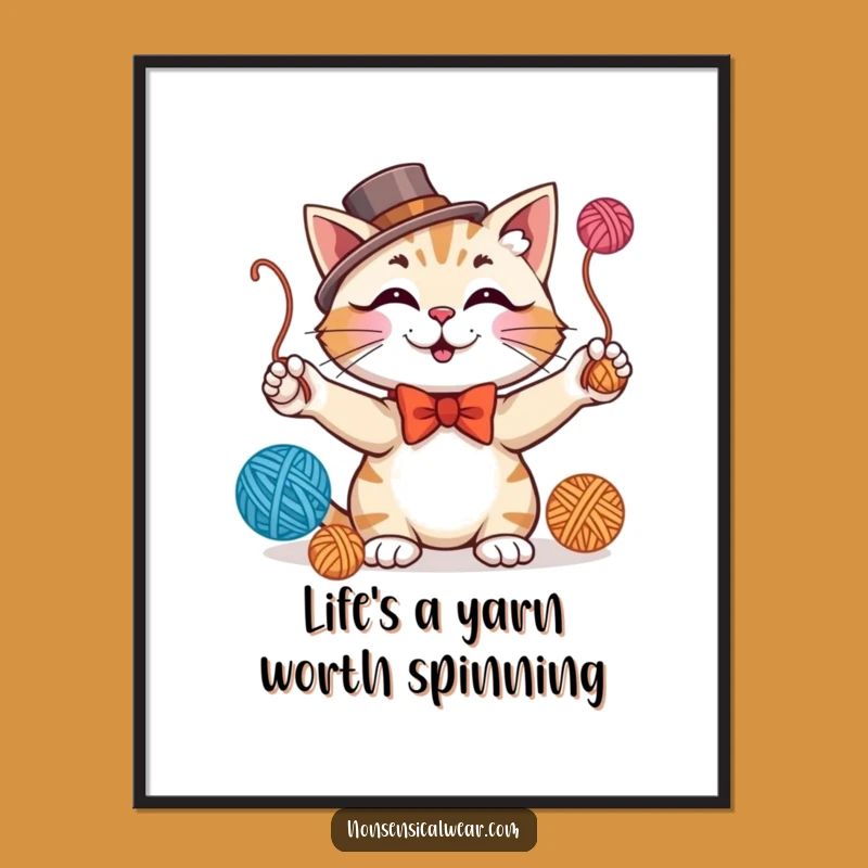 Free Printable Wall Art: Juggling Cat Funny Downloadable Gift for Whimsical Decor