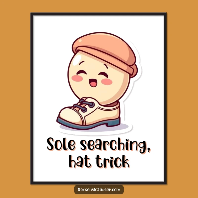 Funny Free Printable Wall Art: Giggling Button Hat Shoes - Quirky Downloadable Decor