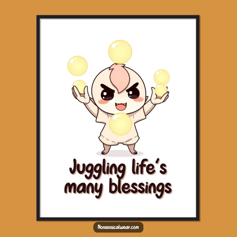 Funny Free Printable Wall Art: Juggling Orb Character Quirky Downloadable Decor