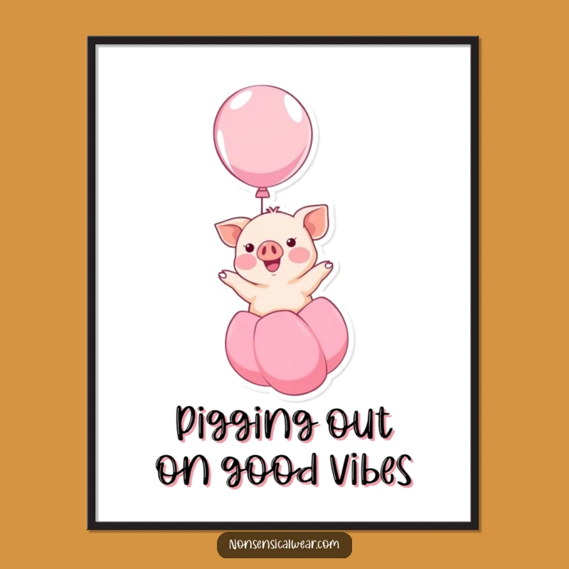 Funny Free Printable Wall Art: Piglet Balloon Float Downloadable Whimsical Decor