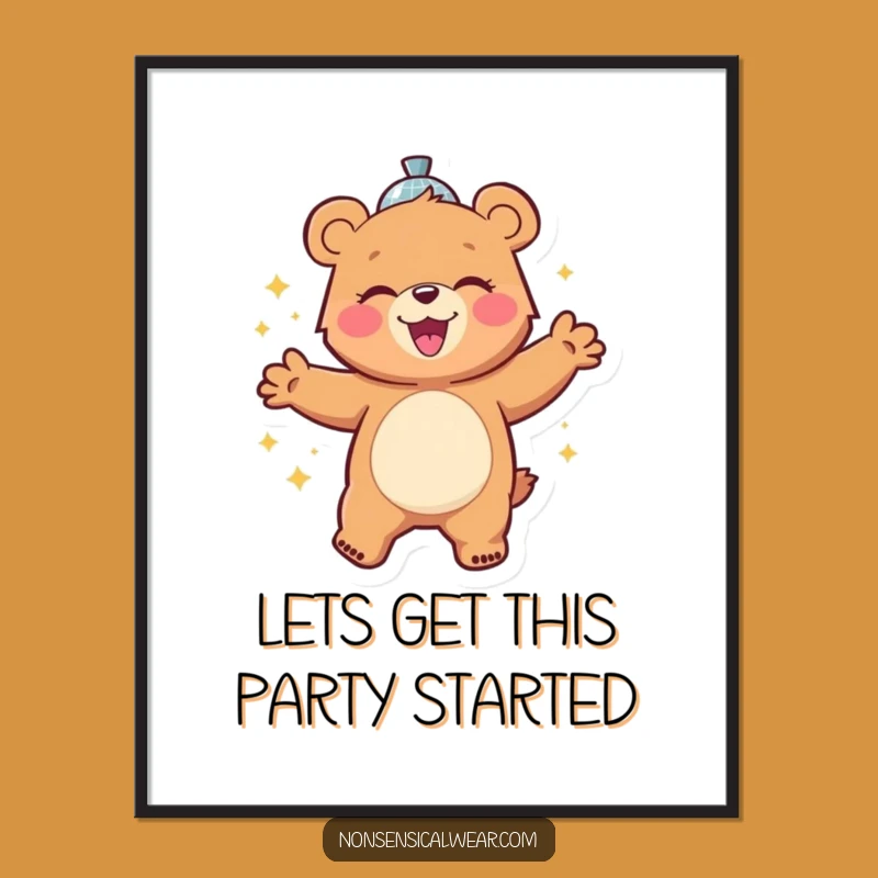 Free Printable Disco Bear Dancing Wall Art - Groovy Downloadable Decor