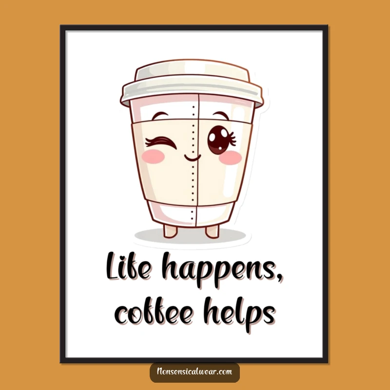 Free Printable Wall Art: Funny Coffee Stitching, Witty & Humorous Downloadable Decor