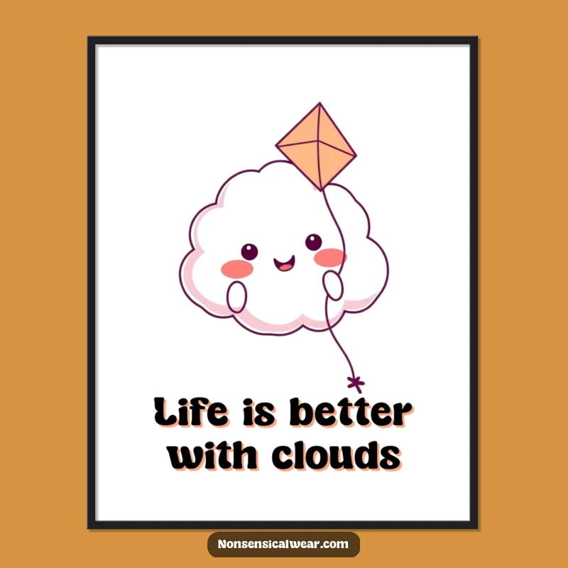 Free Printable Smiling Cloud Kite Wall Art - Happy Whimsical Decor