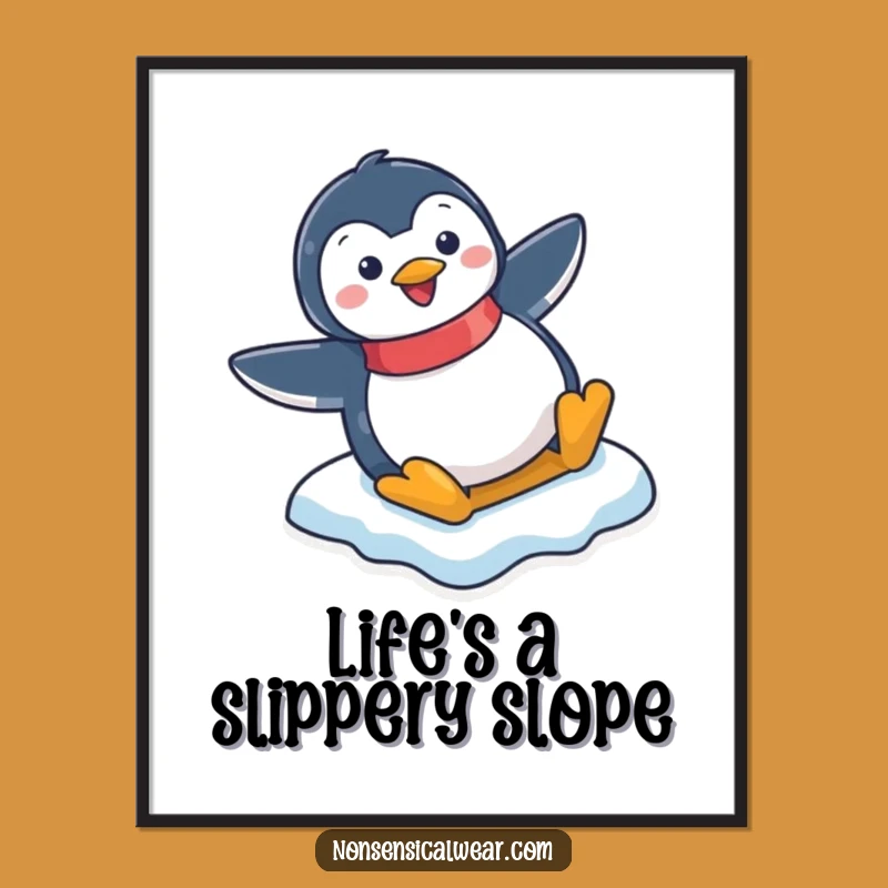 Free Printable Penguin Wall Art: Snowy Adventure - Funny Downloadable Decor