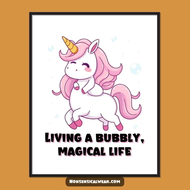 Funny Free Printable Wall Art: Bubble Unicorn Rider Quirky Downloadable Decor