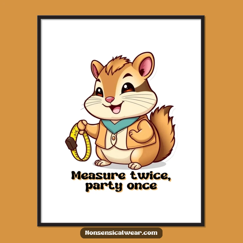 Free Printable Wall Art: Chipmunk Vest Measuring Tape Funny Downloadable Art