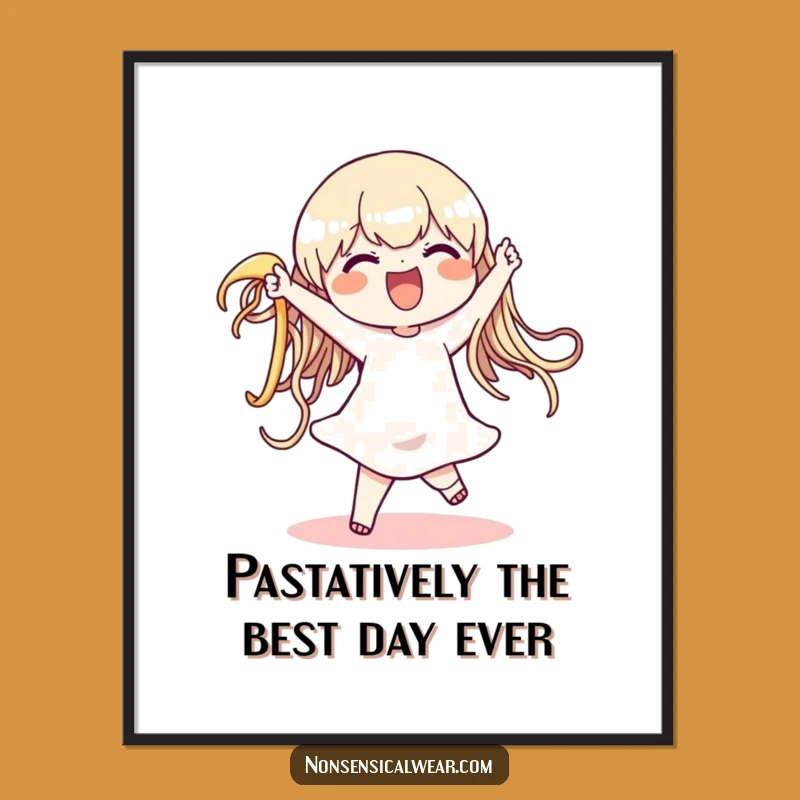 Funny Free Printable Wall Art: Dancing Noodle Character Quirky Downloadable Decor