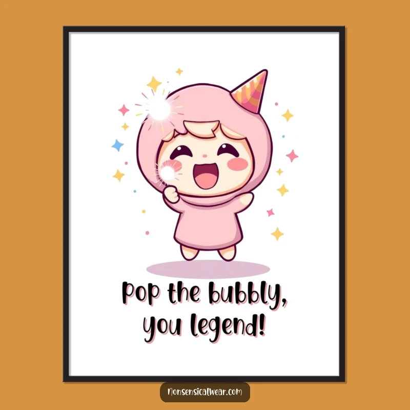 Free Printable Wall Art: Funny Party Popper Character, Hilarious Downloadable Decor for Your Home