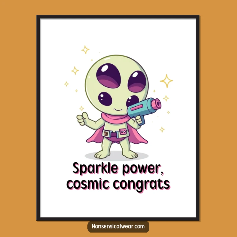 Free Printable Wall Art: Kawaii Alien Sparkle Ray Funny Downloadable Decor