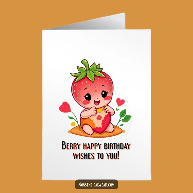 Free Printable Birthday Card: Funny Strawberry Stitching, Perfect Cheerful Downloadable Gift