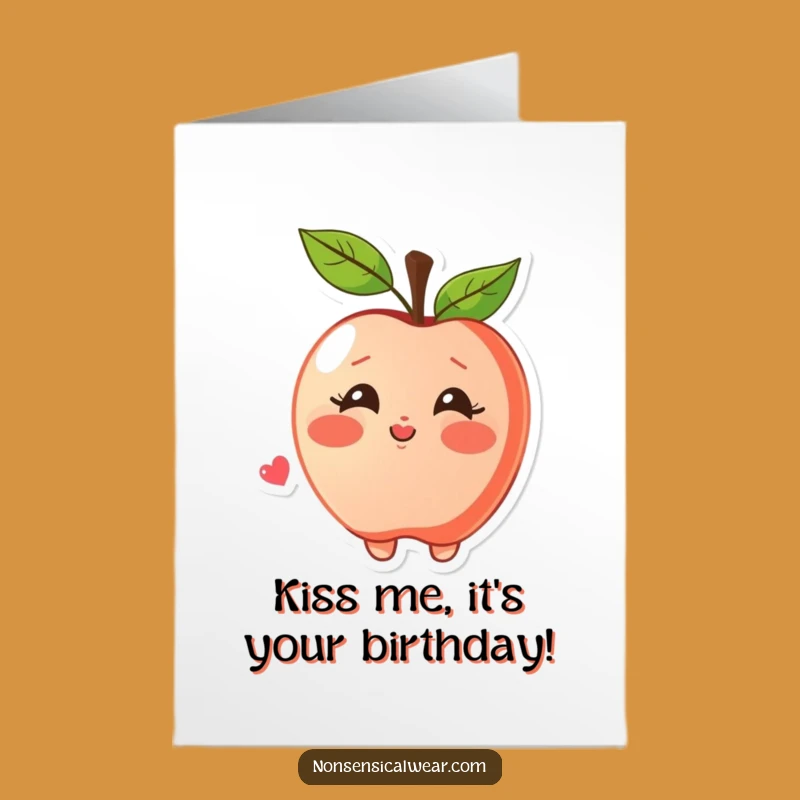 Free Printable Apple Birthday Card: Kiss Blowing Sweet Downloadable Gift