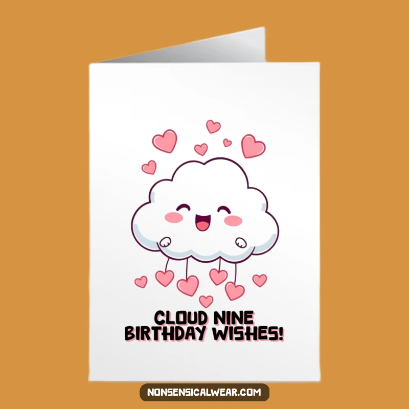 Free Printable Birthday Card: Cloud Raining Hearts Fun Downloadable Gift
