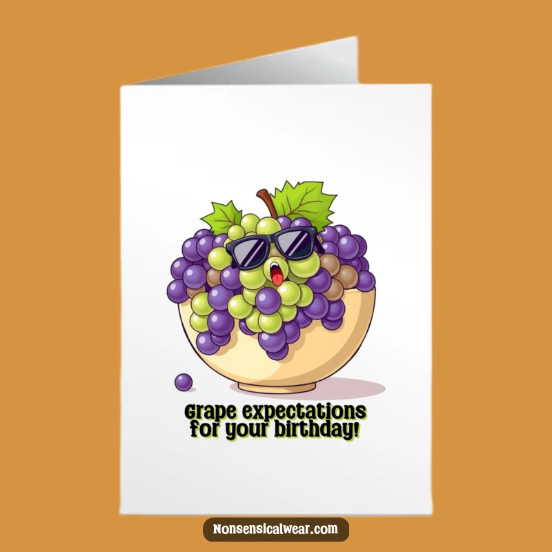 Free Printable Birthday Card: Escaping Grapes Funny Downloadable Gift for Parties