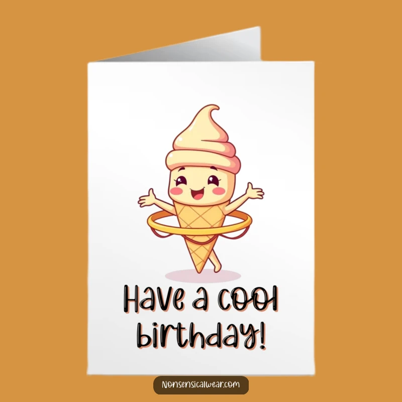 Free Printable Ice Cream Birthday Card: Smiling Cone Hula Hoop Fun for a Cool Celebration