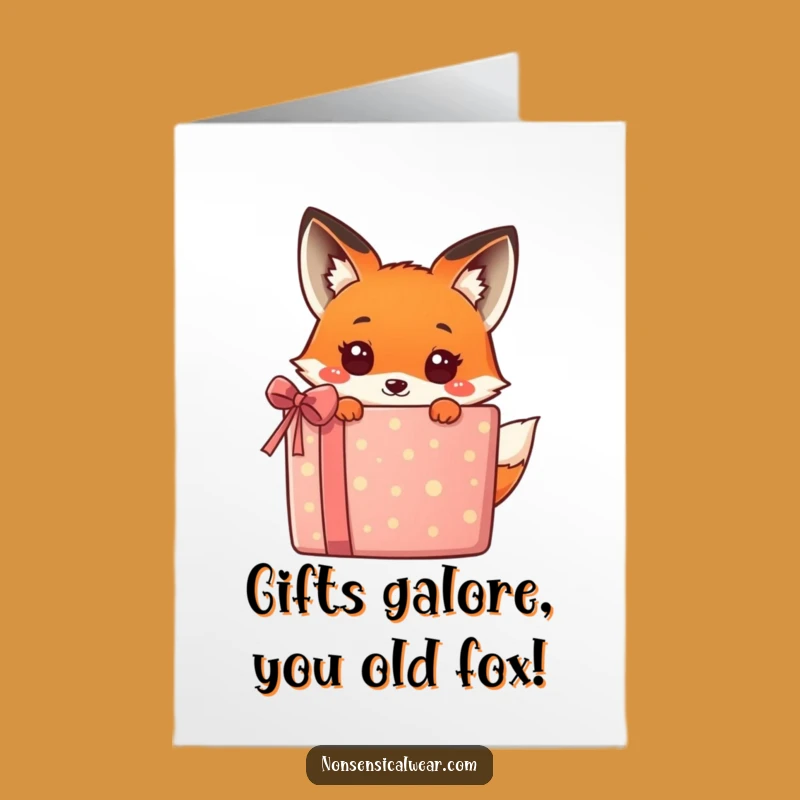 Free Printable Birthday Card: Kawaii Fox Gift Surprise Funny Downloadable for Him Her