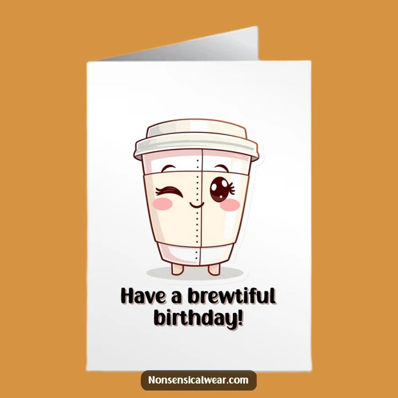 Free Printable Birthday Card: Funny Coffee Stitching, Perfect Winking Downloadable Gift