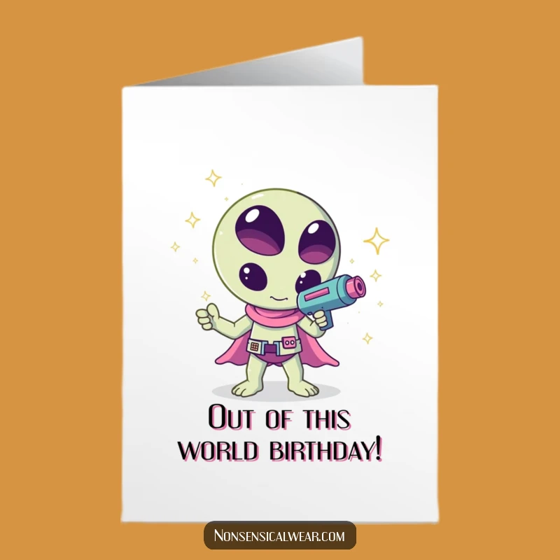Free Printable Birthday Card: Cute Alien Sparkle Ray Funny Downloadable Gift
