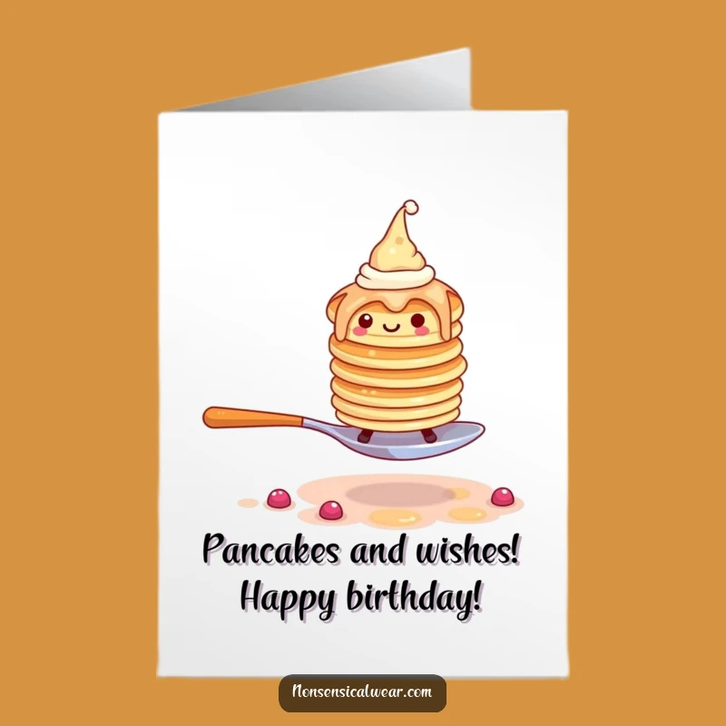 Free Printable Birthday Card: Wobbly Pancakes Funny Downloadable Birthday Gift