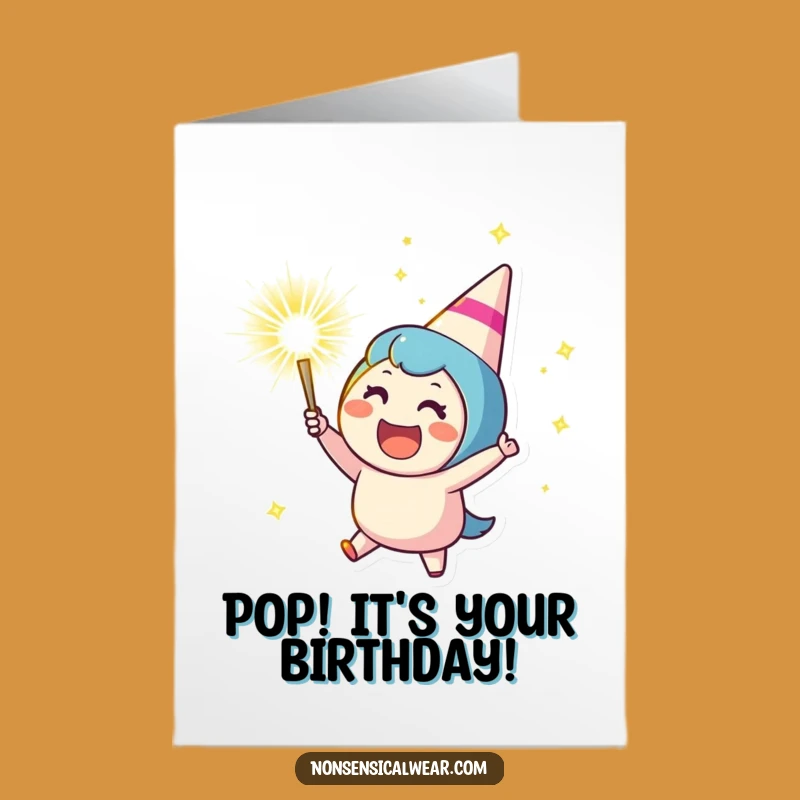 Free Printable Birthday Card: Party Popper Character Funny Downloadable Gift