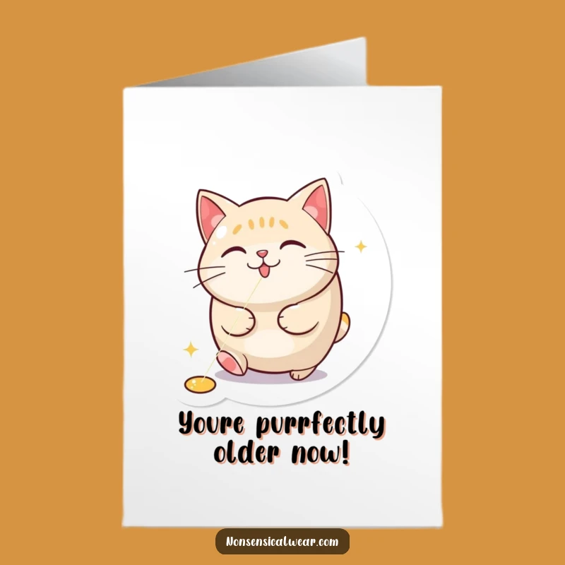 Free Printable Birthday Card: Funny Cat Chasing Laser for a Purrfectly Hilarious Celebration