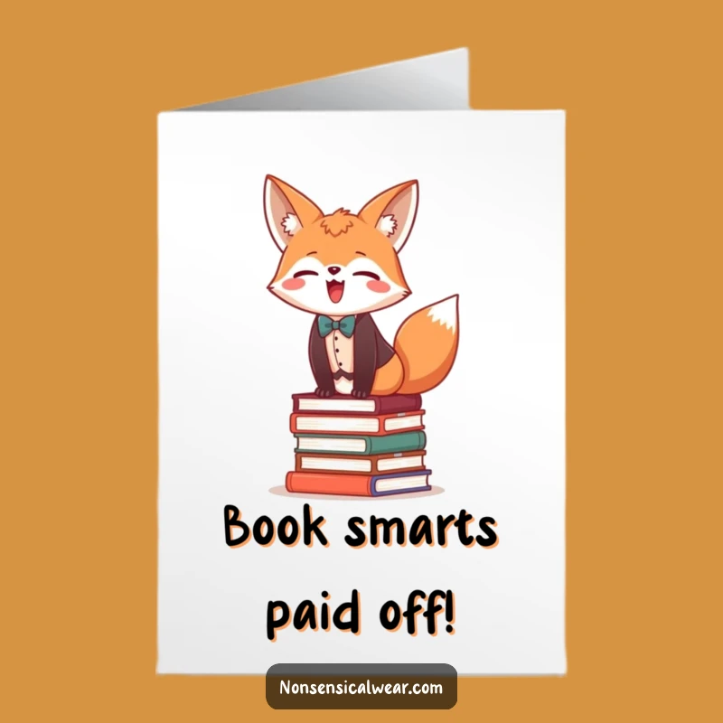 Free Printable Congrats Card: Fox Balancing Books, Hilarious DIY Downloadable Achievement Gift!