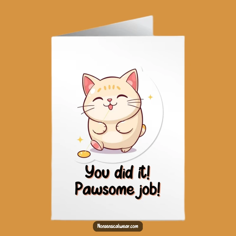 Free Printable Congrats Card: Funny Cat & Laser Dot for a Hilarious Achievement Celebration