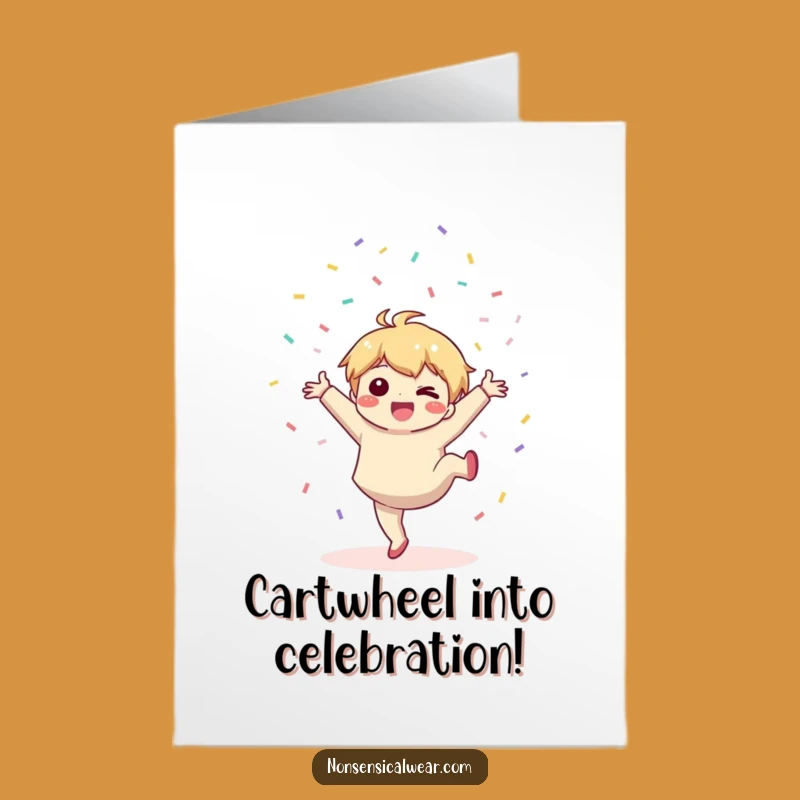 Free Printable Congrats Card: Kawaii Cartwheel Celebration - Hilarious Downloadable, Print at Home